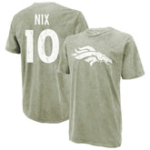 Denver Broncos Bo Nix Majestic Threads Mineral Wash Name & Number T-Shirt