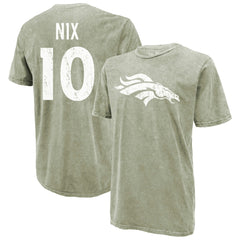 Denver Broncos Bo Nix Majestic Threads Mineral Wash Name & Number T-Shirt