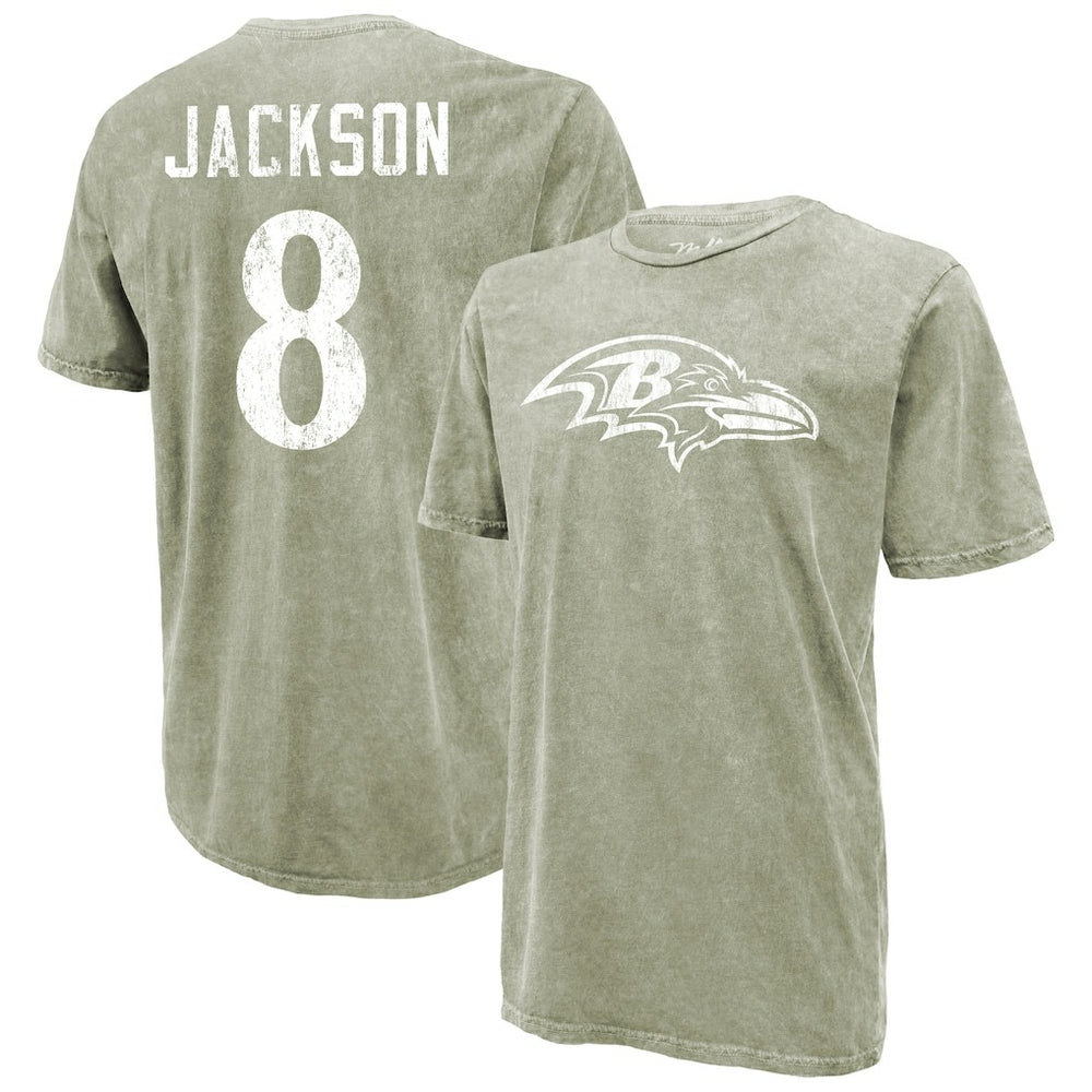 Baltimore Ravens Lamar Jackson Majestic Threads Mineral Wash Name & Number T-Shirt