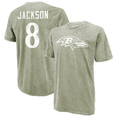 Baltimore Ravens Lamar Jackson Majestic Threads Mineral Wash Name & Number T-Shirt