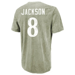 Baltimore Ravens Lamar Jackson Majestic Threads Mineral Wash Name & Number T-Shirt