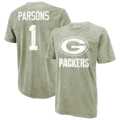 Green Bay Packers Micah Parsons Majestic Threads Mineral Wash Name & Number T-Shirt