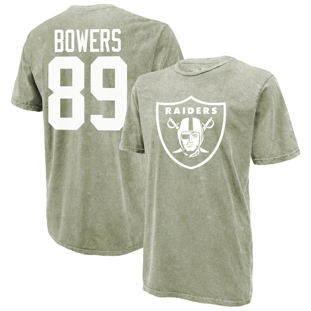 Las Vegas Raiders Brock Bowers Majestic Threads Mineral Wash Name & Number T-Shirt