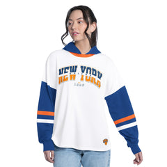 New York Knicks G-III 4Her by Carl Banks Women's Key Player Oversized Hooded Long Sleeve T-Shirt For Sale