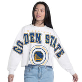 Golden State Warriors G-III 4Her by Carl Banks Women's Bleachers Cropped French Terry Sweatshirt sale Discount