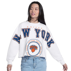 New York Knicks G-III 4Her by Carl Banks Women's Bleachers Cropped French Terry Sweatshirt Online