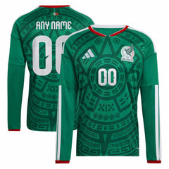 Mexico National Team 2026 Home Replica Long Sleeve Custom Jersey Green - Adidas