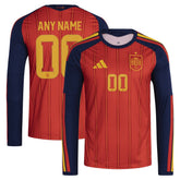 Spain National Team FIFA x World Cup 2026 Home Replica Long Sleeve Custom Jersey Red - Adidas