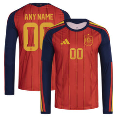 Spain National Team FIFA x World Cup 2026 Home Replica Long Sleeve Custom Jersey Red - Adidas