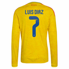 Luis Diaz Colombia National Team 2026 Home Replica Long Sleeve Jersey Yellow - Adidas