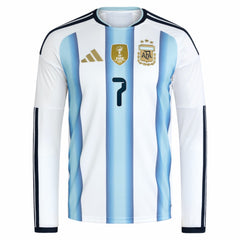 Rodrigo De Paul Argentina National Team 2026 Home Replica Long Sleeve Jersey White - Adidas