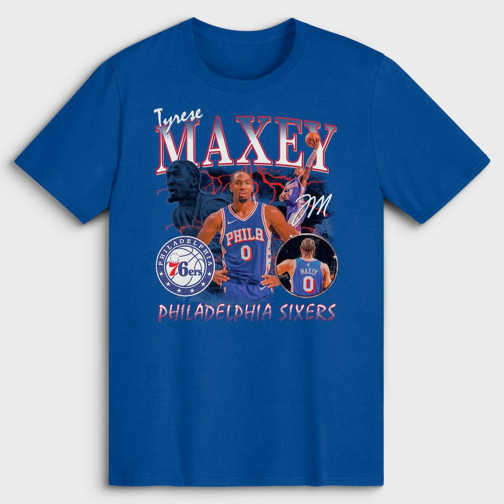 Tyrese Maxey Philadelphia 76ers Player Collage T-Shirt Discount