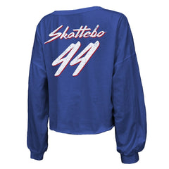 New York Giants Cam Skattebo Majestic Threads Women's Script Name & Number Long Sleeve T-Shirt