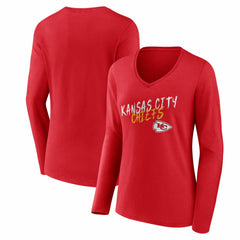 Kansas City Chiefs Women's Hustle Long Sleeve V-Neck T-Shirt