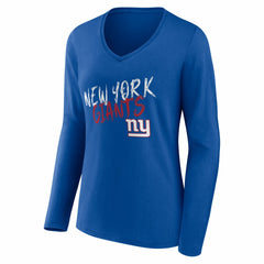New York Giants Women's Hustle Long Sleeve V-Neck T-Shirt