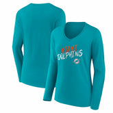 Miami Dolphins Women's Hustle Long Sleeve V-Neck T-Shirt