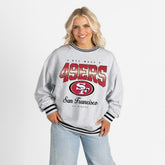 San Francisco 49ers Gameday Couture Women's Oversized Gridiron Drive Ringer Stripe Sweatshirt