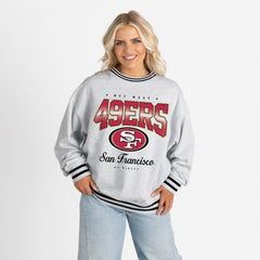 San Francisco 49ers Gameday Couture Women's Oversized Gridiron Drive Ringer Stripe Sweatshirt