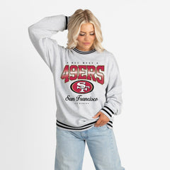 San Francisco 49ers Gameday Couture Women's Oversized Gridiron Drive Ringer Stripe Sweatshirt