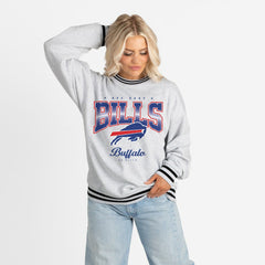 Buffalo Bills Gameday Couture Women's Oversized Gridiron Drive Ringer Stripe Sweatshirt