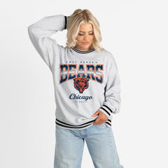 Chicago Bears Gameday Couture Women's Oversized Gridiron Drive Ringer Stripe Sweatshirt