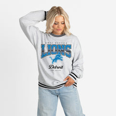 Detroit Lions Gameday Couture Women's Oversized Gridiron Drive Ringer Stripe Sweatshirt