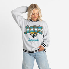 Jacksonville Jaguars Gameday Couture Women's Oversized Gridiron Drive Ringer Stripe Sweatshirt