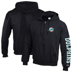Miami Dolphins Champion Powerblend Fleece Full-Zip Hoodie