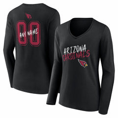 Arizona Cardinals Women's Hustle Personalized Name & Number Long Sleeve V-Neck T-Shirt