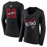 Atlanta Falcons Women's Hustle Personalized Name & Number Long Sleeve V-Neck T-Shirt