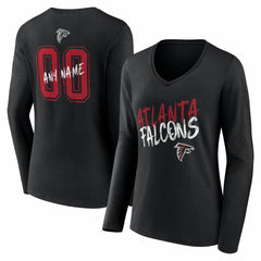Atlanta Falcons Women's Hustle Personalized Name & Number Long Sleeve V-Neck T-Shirt