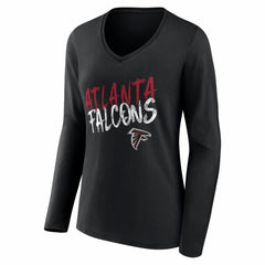 Atlanta Falcons Women's Hustle Personalized Name & Number Long Sleeve V-Neck T-Shirt