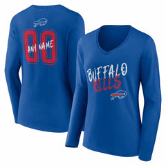 Buffalo Bills Women's Hustle Personalized Name & Number Long Sleeve V-Neck T-Shirt