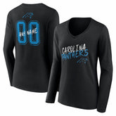 Carolina Panthers Women's Hustle Personalized Name & Number Long Sleeve V-Neck T-Shirt