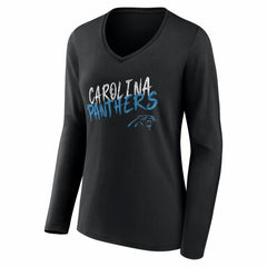 Carolina Panthers Women's Hustle Personalized Name & Number Long Sleeve V-Neck T-Shirt