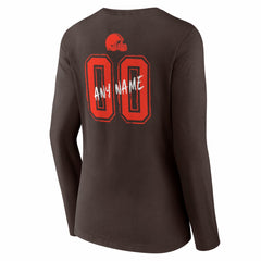 Cleveland Browns Women's Hustle Personalized Name & Number Long Sleeve V-Neck T-Shirt