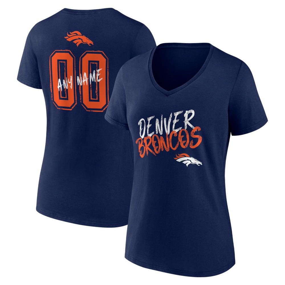 Denver Broncos Women's Hustle Personalized Name & Number V-Neck T-Shirt