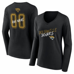 Jacksonville Jaguars Women's Hustle Personalized Name & Number Long Sleeve V-Neck T-Shirt