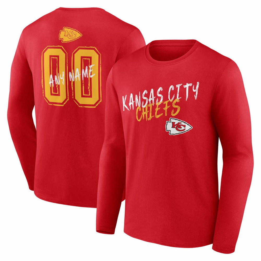 Kansas City Chiefs Hustle Personalized Name & Number Long Sleeve T-Shirt