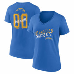 Los Angeles Chargers Women's Hustle Personalized Name & Number V-Neck T-Shirt