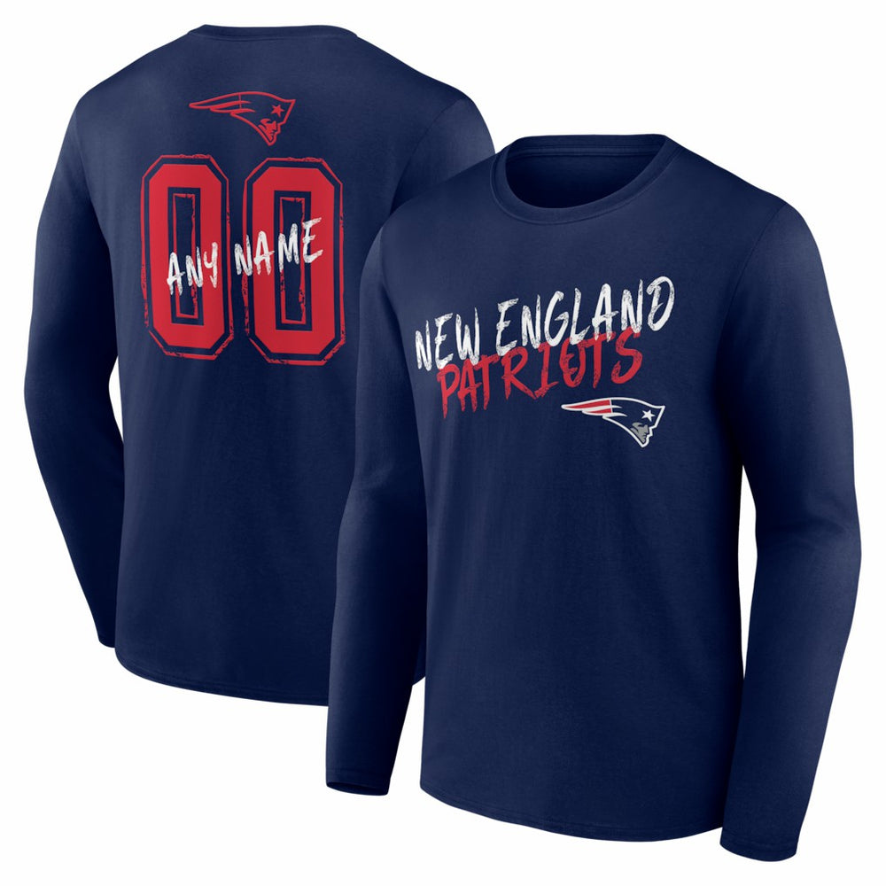 New England Patriots Hustle Personalized Name & Number Long Sleeve T-Shirt