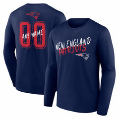 New England Patriots Hustle Personalized Name & Number Long Sleeve T-Shirt