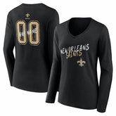 New Orleans Saints Women's Hustle Personalized Name & Number Long Sleeve V-Neck T-Shirt