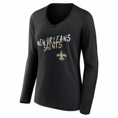 New Orleans Saints Women's Hustle Personalized Name & Number Long Sleeve V-Neck T-Shirt