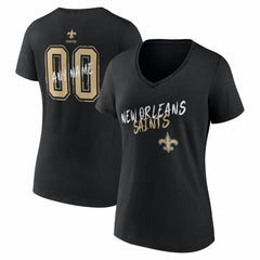 New Orleans Saints Women's Hustle Personalized Name & Number V-Neck T-Shirt