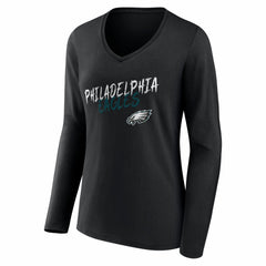 Philadelphia Eagles Women's Hustle Personalized Name & Number Long Sleeve V-Neck T-Shirt