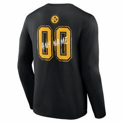 Pittsburgh Steelers Hustle Personalized Name & Number Long Sleeve T-Shirt