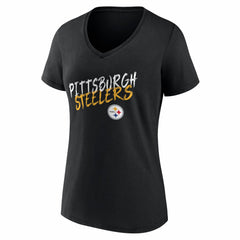 Pittsburgh Steelers Women's Hustle Personalized Name & Number V-Neck T-Shirt