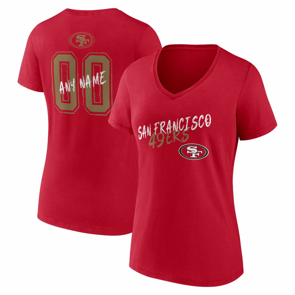 San Francisco 49ers Women's Hustle Personalized Name & Number V-Neck T-Shirt