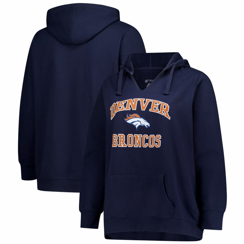 Denver Broncos Fanatics Women's Plus Size Heart & Soul Notch Neck Hoodie